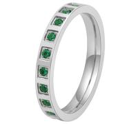 PAURO Women's Stainless Steel 3mm Stackable Stackable Rings with Channel Set Round Cubic Zirconia Comfort Fit Wedding Promise Band Silver Green Size L1/2