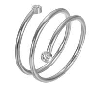PAURO Women's Stainless Steel Double Band Spiral Rings Silver Size U