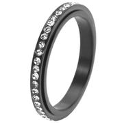 PAURO Women's Stainless Steel Elegant Sweet Full Circle of Zirconia Ring Black Size L 1/2