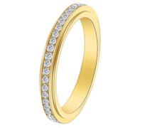 PAURO Women's Stainless Steel Elegant Sweet Full Circle of Zirconia Ring Gold Size S