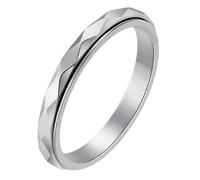 PAURO Women's Stainless Steel Rhombus Faceted Rotating Spinner Rings for Anxiety Minimalist Comfort Fit Jewellery Gift