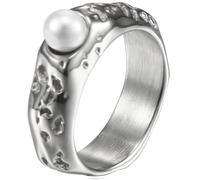 PAURO Women's Stainless Steel Simple Personality Tin Foil Texture Ring Silver Size L 1/2