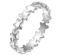 PAURO Women's Stainless Steel Stackable Star Shape Eternity Band Rings Simple Statement Jewellry Gift Silver Size L 1/2