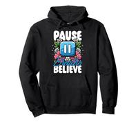 Pause Breathe Believe Floral Mindfulness Mental Health Pullover Hoodie