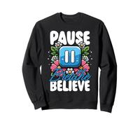 Pause Breathe Believe Floral Mindfulness Mental Health Sweatshirt