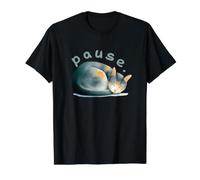 Pause. Sleeping Cat Design Value Graphic T-Shirt, Men, Black, M