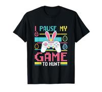Paused My Game to Hunt Easter Colorful Game Controller Gamer T-Shirt