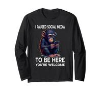 Paused Social Media Funny Online Dating Cute Chimpanzee Long Sleeve T-Shirt