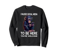 Paused Social Media Funny Online Dating Cute Chimpanzee Sweatshirt