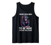 Paused Social Media Funny Online Dating Cute Chimpanzee Tank Top