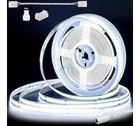 PAUTIX COB LED Strip 12V 5M, 6000K Daylight White 504LEDs/M LED Strip Lights,CRI93 8mm Width Bright Dotless LED Tape for Cabinet,Bedroom,DIY Projects with 2Pin 8MM Connector(Power Supply Not Included)