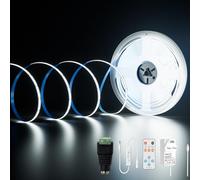 PAUTIX COB LED Strip 6000K Daylight White LED Strip Light 10M Dimmable 24V Flexible LED Tape Light Kit with RF Remote and Mains CRI 93+ 8mm Width for 3D Printer Living Room Cabinet Kitchen Mirror