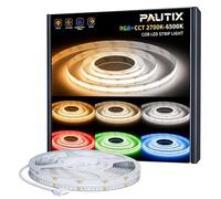 PAUTIX COB LED Strip Light RGB+WW/CW 7.5m, RGB+CCT Tunable Color Temperature 2700K-6500K, UL Listed DC24V Color Changing Tape for DIY Decoration (Source: