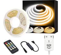 PAUTIX COB LED Strip White CCT Tunable, 5m 3200LEDs Dimmable 2700K-6500K 24V LED Tape Lights Kit UL-Listed Power Supply,Super Bright for Under Cabinet Bedroom Kitchen Dorm TV Mirror DIY Lighting