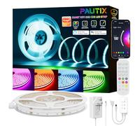 PAUTIX LED Strip Light RGB 10M Colour Changing COB Light Strips DC24V Work with Alexa/Google Assistant/Tuya Multicolour Dimmable Flexible Tape Light,for TV,Bedroom,Party DIY Decoration