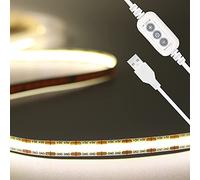 PAUTIX USB COB LED Strip Natural White 4000K 2M, Dimmable 5V 640LEDs High Density LED Strip Lights CRI85+ Flexible LED Rope Tape Light for Monitor TV Backlight, Cabinet, Bedroom, Kitchen,DIY Lighting