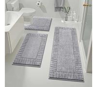 Pauwer Bathroom Rugs Sets 3 Piece Bathroom Shower Rugs with U-Shaped Contour Toilet Mat Absorbent Microfiber Plush Bath Mats Non Slip Bath Rugs Machine Washable Shaggy Bath Mat Set, Light Grey