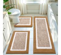 Pauwer Bathroom Rugs Sets 3 Piece, Non Slip Bath Mats for Bathroom, Mustard