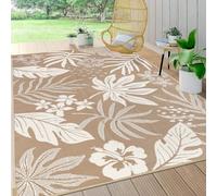 Pauwer Waterproof Outdoor Rug 6x9, Reversible Plastic Straw Patio Camping Rug, Indoor Outdoor RV Mat Carpet for Deck, Camper, Porch, Balcony, Backyard, Picnic, Floral Brown