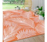 Pauwer Waterproof Outdoor Rug 6x9, Reversible Plastic Straw Patio Camping Rug, Indoor Outdoor RV Mat Carpet for Deck, Camper, Porch, Balcony, Backyard, Picnic, Leaf Orange