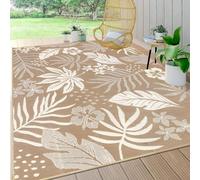 Pauwer Waterproof Outdoor Rug 9x12, Reversible Plastic Straw Patio Camping Rug, Indoor Outdoor RV Mat Carpet for Deck, Camper, Porch, Balcony, Backyard, Picnic, Floral Brown