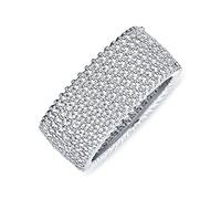Pave Cubic Zirconia 5 Row Wide CZ Wedding Eternity Band Ring For Women For Girlfriend .925 Sterling Silver