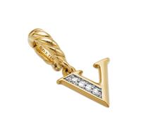 Pavé Initial V Pendant In 18ct Yellow With Diamonds