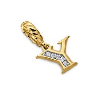 Pavé Initial Y Pendant In 18ct Yellow With Diamonds