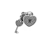 Pavé Padlock Heart & Key Charm - female - Pandora - Jewellery - Gray - ONE SIZE - Accessories ONE SIZE