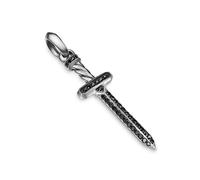 Pavé Sword Amulet In Sterling Silver With Black Diamonds, 41.3mm
