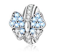 Paved Bow Spacer Clip Charms for Pandora Bracelets and European Necklaces - S925 Sterling Silver Stopper Positioning Bead Charm for Jewelry Making, Gift for Women Girlfriend.