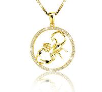 PAVEL´S Elegant women's necklace chain zodiac sign Scorpion 18 K gold plated with shiny crystals from the Shine collection including an elegant Pavel's jewellery box.