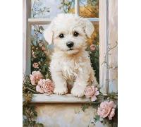 Pavemlo 5D Diamond Art Kits for Adults Dog, Full Drill Diamond Art Pictures Paint with Diamonds, DIY Cross Stitch Jewel Art Rhinestone Craft for Home Wall Decor 12x16 Inch Hn835