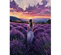 Pavemlo 5D Diamond Art Kits for Adults Lavender, Full Drill Diamond Art Pictures Paint with Diamonds, DIY Cross Stitch Jewel Art Rhinestone Craft for Home Wall Decor 12x16 Inch Hn347