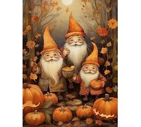 Pavemlo 5D Diamond Painting Kits for Adults Halloween Gnome, Full Drill Diamond Art Pumpkin Autumn Pictures Paint Diamonds, DIY Cross Stitch Jewel Art Rhinestone Craft for Home Wall Decor 12X16 in