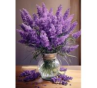 Pavemlo 5D Diamond Painting Kits Lavender, Full Drill Diamond Art Flower Pictures Paint with Diamonds, DIY Cross Stitch Jewel Art Rhinestone Craft for Home Wall Decor 12X16inch