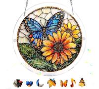 Pavemlo Acrylic Puzzle Suncatcher Butterfly 83 Pieces, DIY Stained Glass Window Art, Jigsaw Puzzles for Adults, 18x18cm Double-Sided Light Catcher with Chain, Unique Home Decor & Birthday Gift F050