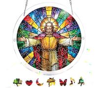 Pavemlo Acrylic Puzzle Suncatcher Jesus 83 Pieces, DIY Stained Glass Window Art, Jigsaw Puzzles for Adults, 18x18cm Double-Sided Light Catcher with Chain, Unique Home Decor & Birthday Gift F264