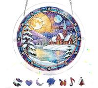 Pavemlo Acrylic Puzzle Suncatcher Landscape 83 Pieces, DIY Stained Glass Window Art, Jigsaw Puzzles for Adults, 18x18cm Double-Sided Light Catcher with Chain, Unique Home Decor & Birthday Gift F221