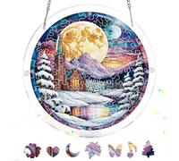 Pavemlo Acrylic Puzzle Suncatcher Landscape 83 Pieces, DIY Stained Glass Window Art, Jigsaw Puzzles for Adults, 18x18cm Double-Sided Light Catcher with Chain, Unique Home Decor & Birthday Gift F197