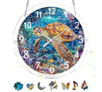 Pavemlo Acrylic Puzzle Suncatcher Sea Turtle 83 Pieces, DIY Stained Glass Window Art, Jigsaw Puzzles for Adults, 18x18cm Double-Sided Light Catcher with Chain, Unique Home Decor & Birthday Gift F365