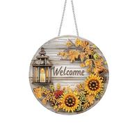 Pavemlo Double-Sided Acrylic Board Diamond Painting Pendant & Window Decoration Set with Chain - Sunflower DIY Painting Pendant Diamond Art Wall Hanging Kits 20 x 20 cm - for Wall and Entrance
