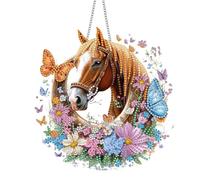Pavemlo Hanging Diamond Art Kits for Adults Horse Animals - 8x8 Inch Double-Sided Acrylic Board DIY Crystal Diamond Suncatcher Pendant, Sparkling Home Wall or Window Decoration Handmade Gift