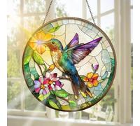 Pavemlo Hummingbird Suncatcher Indoor Stained Glass Window Hanging - Outdoor Window Hanging Decoration - Sun Catcher Home Decor Mother's Day Birthday Gifts for Women, Men Mom 20x20 cm