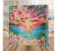 Pavemlo Pearl Diamond Art Painting Kit for Adults, Beach, Sunset and Palm Tree DIY Gem Art Project, Halloween Craft Room Decor, 8 x 8 inch, Christmas Relaxing Leisure Gift