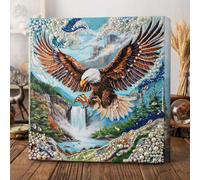 Pavemlo Pearl Diamond Art Painting Kit for Adults, Eagle, Waterfall and Mountain Relaxing Diamond Art Craft, Halloween Craft Room Decor, 8 x 8 inch, Christmas DIY Gift for Family & Friends