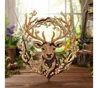 Pavemlo Pearl Hanging Diamond Art Kit for Adults, Deer, Wreath and Lantern Relaxing Diamond Art Craft, 8 x 8 inch, Halloween Craft Room Decor, Christmas DIY Gift for Family & Friends