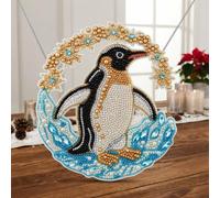 Pavemlo Pearl Hanging Diamond Art Kit for Adults, Penguin, Snowflake and Star DIY Gem Art Project, 8 x 8 inch, Halloween Craft Room Decor, Christmas Creative Gift for Craft Lovers