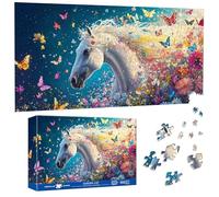 Pavemlo Special Shape Puzzles for Adults 1000 Pieces - BUTTERFLY WHITE HORSE Jigsaw Puzzle Challenging Impossible Puzzle, Unique Home Decor & Game (41x80 cm) for Puzzle Lovers