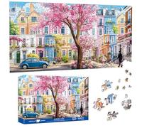 Pavemlo Special Shape Puzzles for Adults 1000 Pieces - CHERRY BLOSSOM STREET Jigsaw Puzzle Challenging Impossible Puzzle, Unique Home Decor & Game (16x31Inch/30x80cm) for Puzzle
